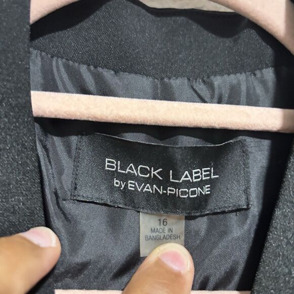 Black Label by Evan Picone Blazer Siz16 White Black Work Party One button Closur - Picture 3 of 8